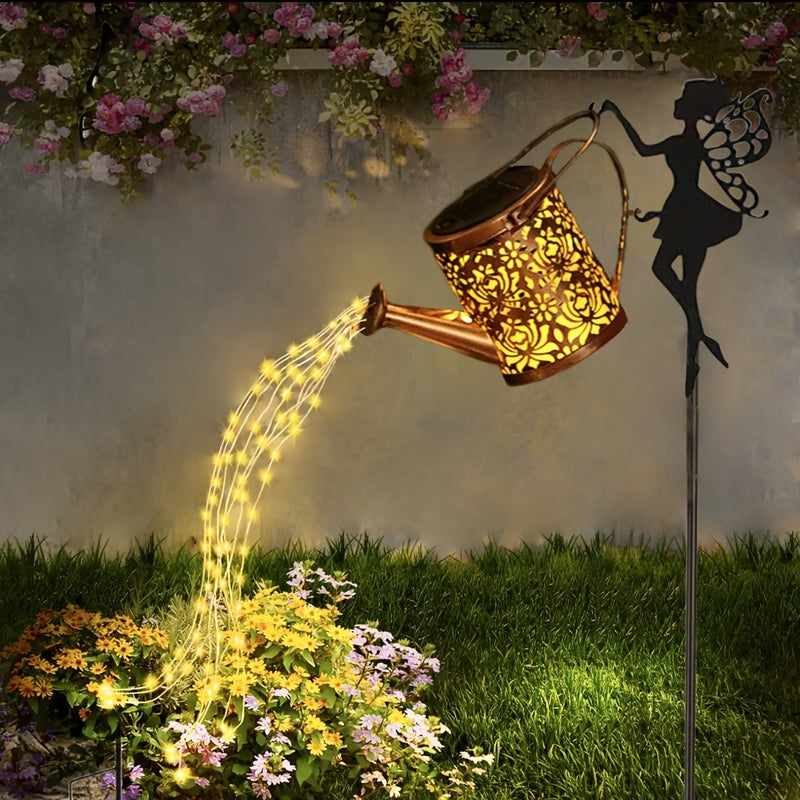Mairuike Ruider Fairy Solar Water Boiler Light - Decoración de jardín al aire libre con candelabro de borla, tanque de agua solar y linterna de patio, resistente al plástico y el hierro, eficiente en energía para el patio trasero, porche y jardín - Regal