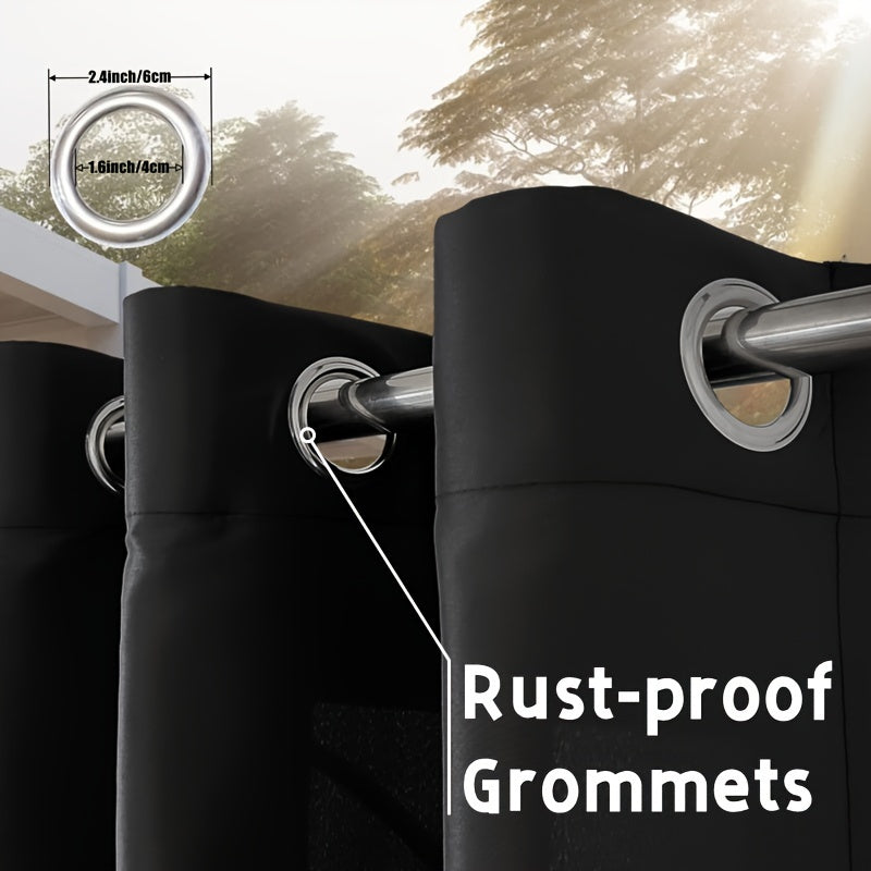 Cortina para patio exterior con 4 paneles, diseño con grommet, protección UV, antióxido, protección solar y privacidad