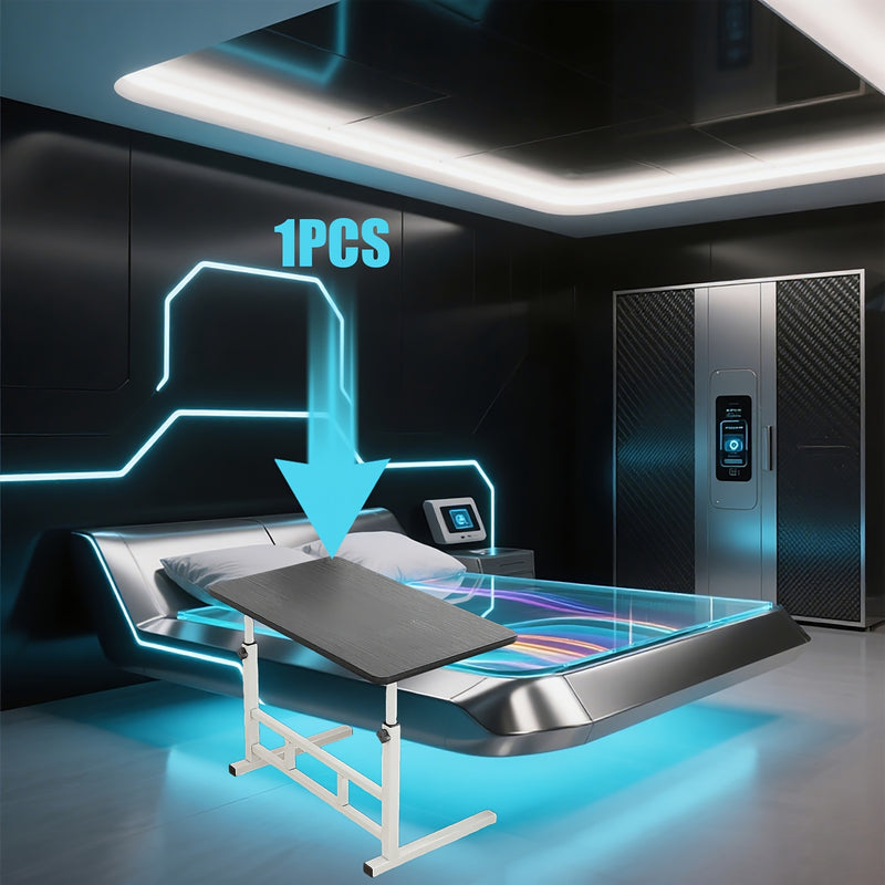 Escritorio ajustable para portátil, escritorio conveniente, mesa lateral para sofá, mesa blanca con ruedas | Mesa negra sin ruedas