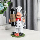 Soporte para Vino con Estatua de Chef Creativo de 1 Pieza - Decoración de Cocina en Resina con Doble Soportes para Botellas, Elegante Adorno Interior para Sala o Comedor