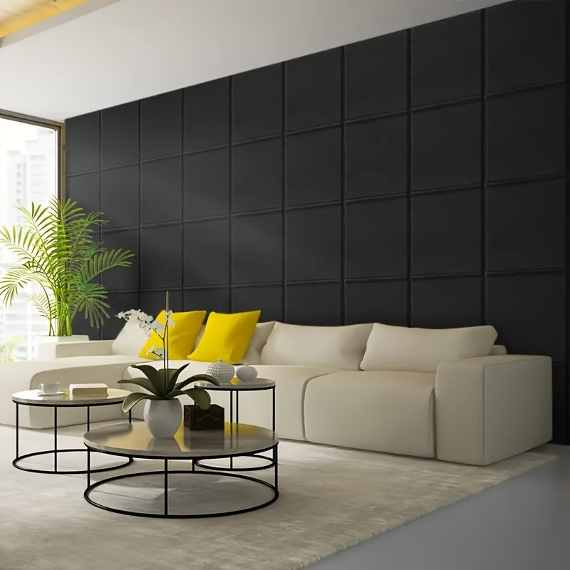 20 piezas de Paneles Acústicos Autoadhesivos Negros, 30.0cm x 30.0cm x 1.02cm Tablero de Fibra de Alta Densidad Absorbente de Sonido para Cine en Casa, Pared de TV, Dormitorio, Sala de Estar, Sala de Conferencias y Estudio de Grabación