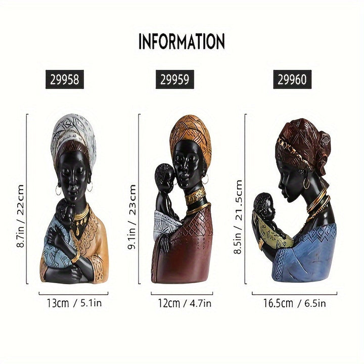 Estatua artesanal de Madre e Hijo africano, Figura de resina para decoración del hogar, Escultura decorativa para estantería, armario, escritorio, soporte de TV y entrada