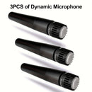 3-Pack Heikuding Micrófono Dinámico Portátil, Estilo SM57, Patrón de Polaridad Unidireccional, Diafragma Pequeño, Metal, Conector XLR, No alimentado, con Clip y Soporte, No requiere Batería