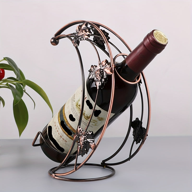 Soporte de vino de media luna decorativo, material de hierro con portavasos, diseño de pequeña barca de luna, accesorio elegante para bar de casa