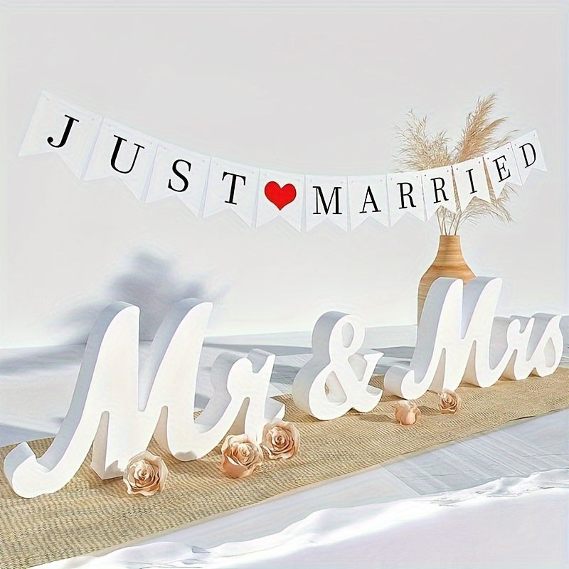 Encanto Romántico: Elegantes Letreros de Madera Blancos para Señor y Señora en Bodas - Decoración de Mesa con Letras Elegantes para Fiestas, Cenas o Exhibición en la Pared del Hogar, Perfectos para Celebraciones de Bodas, Decoración de Mesa de Boda | Let