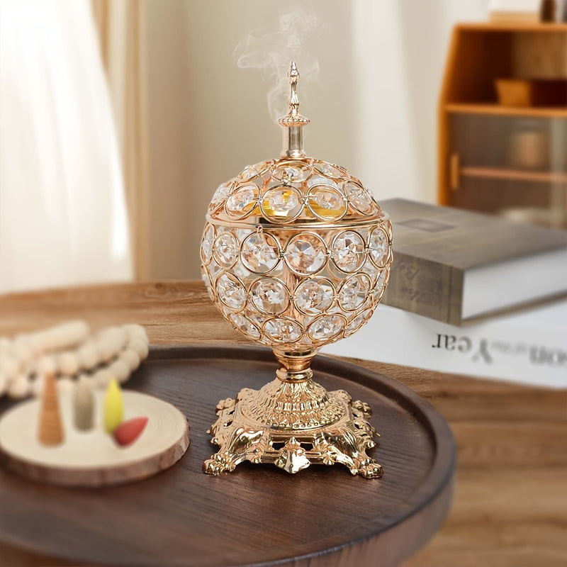 Quemador de Incienso de Cristal Dorado Lujoso - Perfecto para Yoga, Aromaterapia de Spa y Decoración del Hogar, Soporte para Quemador de Incienso