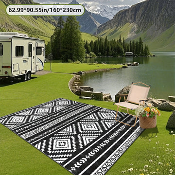 Estampado digital 2D plano con patrón geométrico, alfombra decorativa de estilo moderno, alfombra interior de RV, alfombra de tienda, alfombra de patio, alfombra de bienvenida, alfombra de camping, adecuada para camping al aire libre, senderismo, viajes