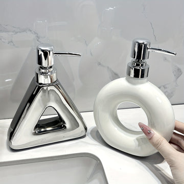 Botella de cerámica elegante y de lujo con diseño premium, ideal para almacenar jabón líquido, ligera y fácil de transportar