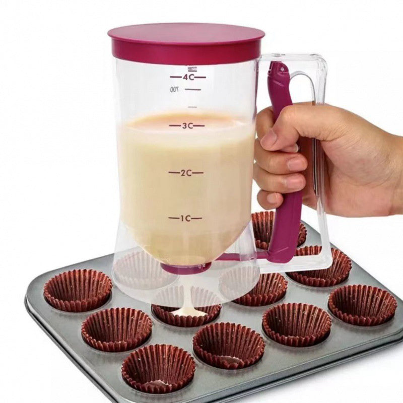 Separador y dispensador de masa para cupcakes - una herramienta de medición de taza de funel portátil para hornear sin desorden.