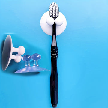 Nuevo Soporte para Cepillo de Dientes con Ventosa Montado en la Pared, Estante de Almacenamiento sin Taladro con Ventosa y Gancho