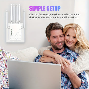 Amplificador de Señal WiFi con 6 Antenas - Banda Doble 2.4GHz/5GHz, Juego en Línea Fluido y 4K, Alta Penetración, Seguridad WPS, Enrutador/Punto de Acceso Dual, Conexión para Hogar Oficina Café (Enchufe US, 110-130V), Amplificador de Wifi de Alta Velocid