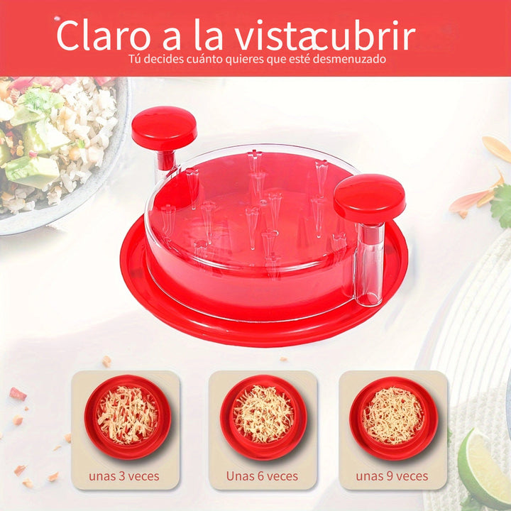 1pc Molinillo de Comida Rojo Práctico, Apto para Lavavajillas y Triturador Giratorio para Uso Fácil, Utensilios de Cocina que Ahorran Espacio, Resistente al Calor, Tapa Transparente, Antideslizante, Mango Ergonómico