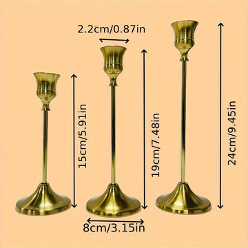 Un juego de 30 portavelas dorados de latón, candelabros al por mayor, decoración vintage para velas, soportes metálicos adecuados para la decoración del hogar, centro de mesa festivo y chimenea, Ideal para Navidad, Perfecto para Acción de Gracias