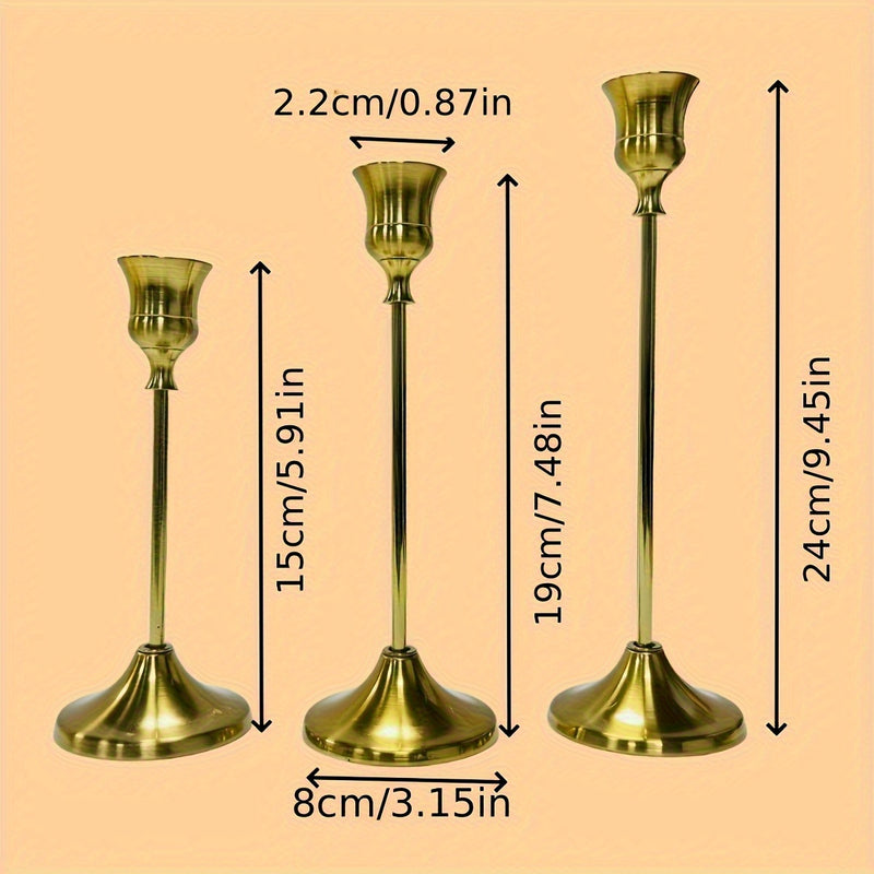 Un juego de 30 portavelas dorados de latón, candelabros al por mayor, decoración vintage para velas, soportes metálicos adecuados para la decoración del hogar, centro de mesa festivo y chimenea, Ideal para Navidad, Perfecto para Acción de Gracias