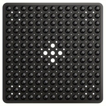 Alfombrilla cuadrada antideslizante, con agujeros centrales grandes, que ralentiza el flujo del agua, fácil de limpiar, 53X53 pulgadas