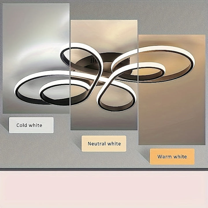 Luz de techo LED moderna, 3000K/4000K/5000K Lámpara de techo negra LED, Luz de techo de acrílico con forma de flor creativa LED para balcón, pasillo, dormitorio, sala de estar