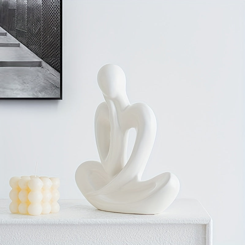 Figura Cerámica de Pensador Abstracto de Inspiración Nórdica - 1 pieza, Perfecta para Decoración de Sala de Estar, Escritorio o Mueble de Vinos