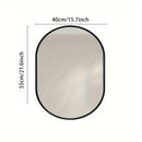 Espejo ovalado para baño de 60x40 cm, montado en la pared, marco de aluminio espacial, acabado cepillado, sin electricidad, espejo decorativo elegante para ducha y maquillaje, fácil instalación en superficies de vidrio - dorado/negro