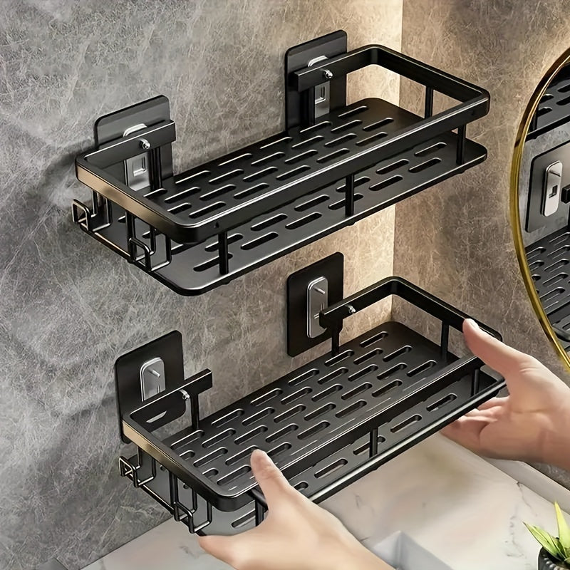 1 unidad/2 unidades, estante de plástico para pared sin taladro, gran capacidad, ideal para baño y cocina, ahorra espacio, fácil de instalar, para artículos de tocador, cosméticos y objetos varios