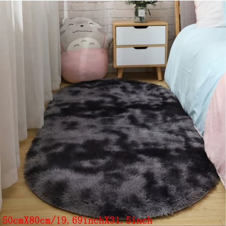 1 alfombra semirredonda tie-dye peluda de lujo, antideslizante, lavable a máquina, 100% poliéster, cojín para piso, decoración suave y mullida para dormitorio, sala, entrada, balcón y alféizar
