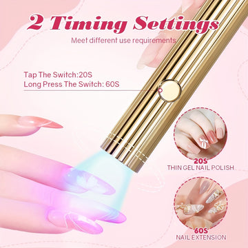 Mini Secador de Uñas LED Portátil Lámpara Rápida para Secado, Bolígrafo Recargable USB para Curar Gel de Uñas Herramientas de Salón