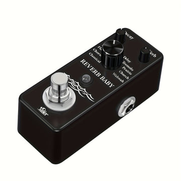 Pedal de reverberación para guitarra alimentado por USB con múltiples modos de reverberación, procesamiento de señales digitales y botones ajustables - Procesador de efectos de guitarra compacto y negro para actuaciones en vivo, efectos de pedales de gui