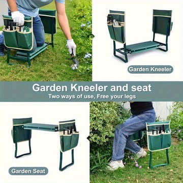 Taburete de Jardinería Oxford Nuevo y Duradero con Bolsa para Herramientas - Organizador Portátil Multiusos para Cuidado del Jardín, Patio y Césped, Bolsa de Almacenamiento para Herramientas de Jardinería