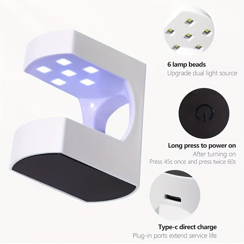Mini Lámpara LED para Uñas con Temporizador, Secador de Uñas Portátil Rápido y Ligero para Manicura, Arte DIY en Viajes
