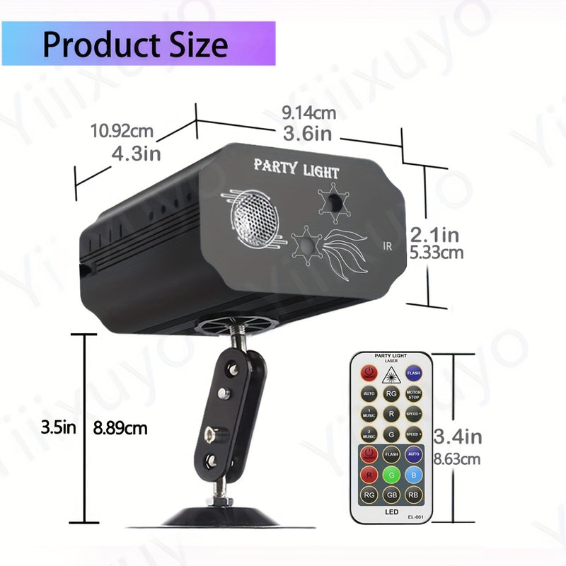 Luces de Discoteca Sonic DJ - Proyector de luz para escenarios con cuerpo totalmente de aluminio, múltiples modos y control remoto para decoraciones navideñas, fiestas, cumpleaños, bodas y eventos en vivo