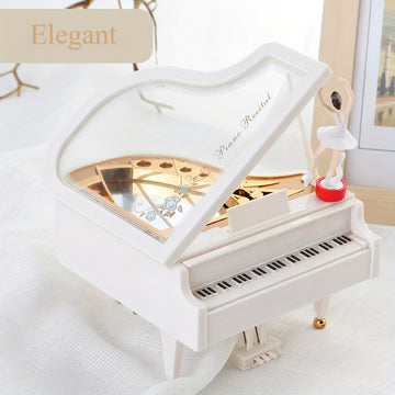 Caja de música con forma de piano, regalo creativo para amigos o pareja, cumpleaños, caja de música giratoria para niña