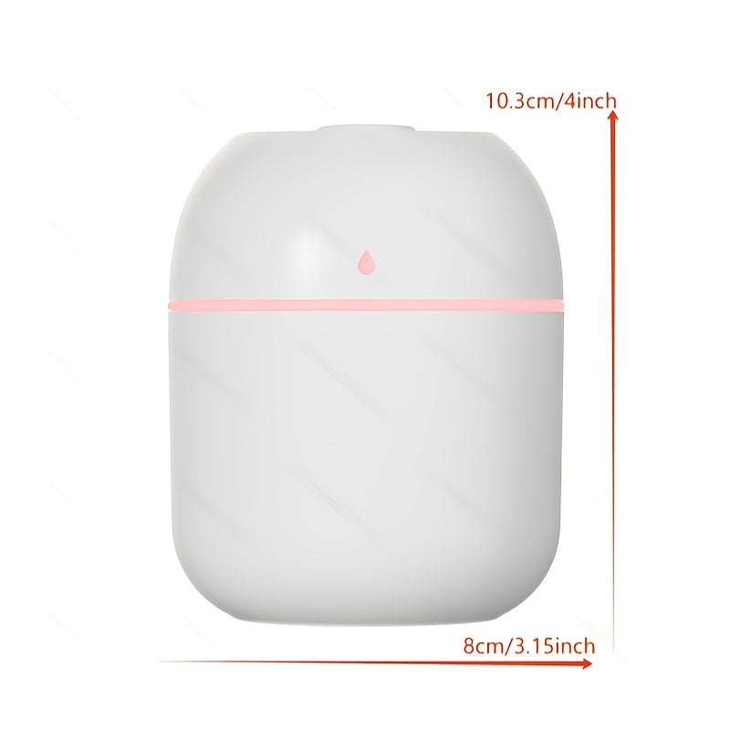 Humidificador ultrasonico portátil mini - Diseño lindo de gotas de agua, neblina nano para escritorio de oficina y hogar, alimentado por USB, blanco con acento rosa, funcionamiento silencioso, amigable para viajes, humidificador de plantas