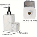 Dispensador de jabón de mármol blanco elegante con soporte de cepillo - Autónomo, no necesita electricidad, material de resina, ideal para encimeras de cocina y baño, incluye almacenamiento de almohadilla de limpieza, dispensador de jabón para baño