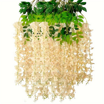 12 Piezas, Flores Colgantes, Decoración Artificial Para Bodas, Guirnalda De Glicina, Exuberantes Enredaderas De Flores De Seda Para Decoración De Bodas Al Aire Libre, Arco De Fondo, Fiesta, Sala, Pared