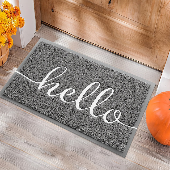 1pc Alfombra de bienvenida estilo granja, material de PVC, solo lavado a mano, respaldo antideslizante, uso en interiores/exteriores, alfombra rectangular para entrada de casa, porche, patio - Gris