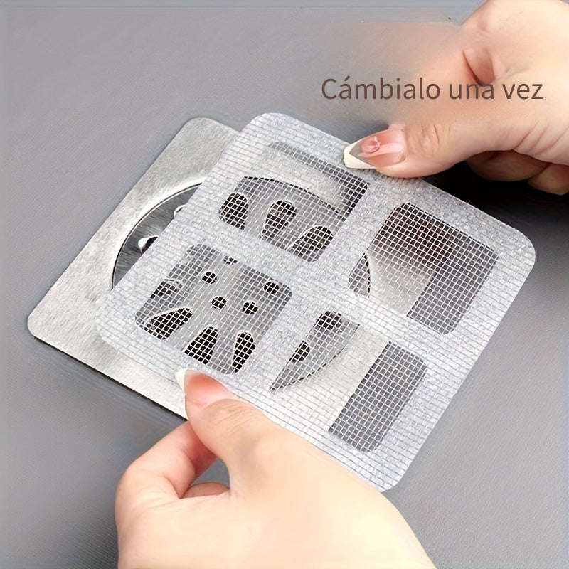 10pcs Pegatinas Autoadhesivas para Recoger Cabello para Ducha, Fregadero de Cocina y Desagües de Baño - Anti-Obstrucción, Cubiertas de Desagüe de Suelo a Prueba de Insectos, Plástico, No Necesita Electricidad, Accesorios de Ducha