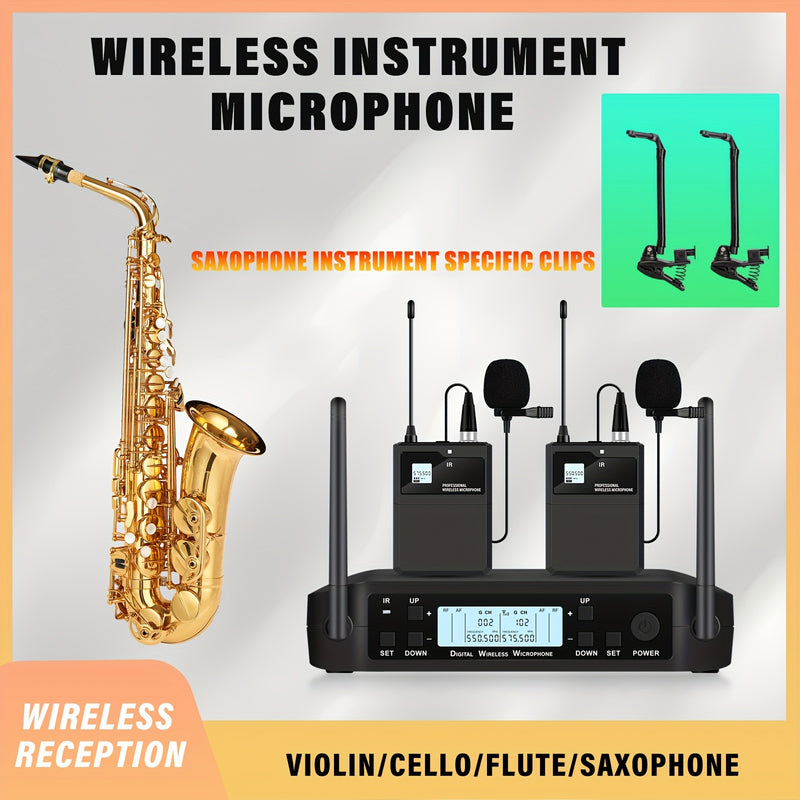 GLXD4 Trompeta Saxofón Profesional Doble Solapa Cintura Micrófono Inalámbrico 559-599MHz Sistema Escenario Actuaciones UHF Dinámico 2 Canales Portátil Para Actuación Musical