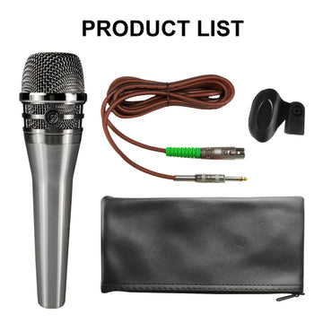 KS-M8 Micrófono dinámico de alta versión de metal plateado, de grado profesional, para canto en escena, vocal, grabación de estudio, actuación, discurso, regalo perfecto para músicos.