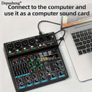 Consola de mezcla portátil G6 de DEPUSHENG, alimentada por USB, con 6 canales USB, controlador de sonido DJ con pantalla LCD, diseño compacto para grabación de PC, transmisión y uso en vivo, sistema de mezcla, apariencia simplificada, construcción de ale