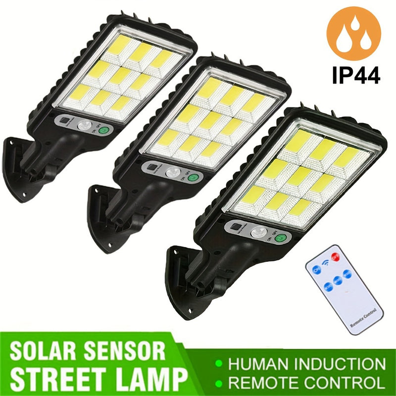 3piezas Luz Solar de Sensor de Movimiento con Control Remoto, Luz de Seguridad Alimentada por Panel Solar, Luz de Camino para Jardín, Garaje, Patio Trasero