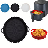 Canasta Reutilizable de Silicona para Freidora de Aire con Asas - Bandeja Antiadherente Alimentaria para Hogar, Caravana y Cocina - Lavavajillas Segura, /Blanco, Accesorio de Cocción, Diseño Fácil de Usar, Material No Tóxico, Ideal para Viajeros