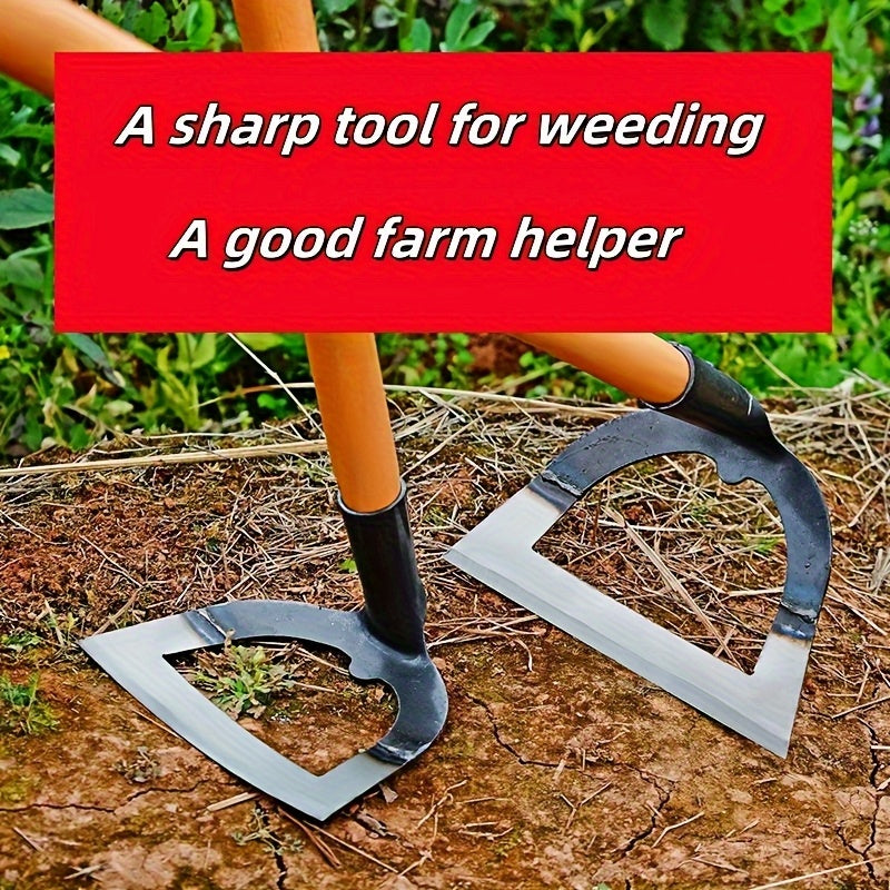 Azada Pesada de Acero al Manganeso - Herramienta Profesional para Jardinería con Borde Afilado, Mango Ergonómico de Madera y Diseño Duradero para Deshierbe Eficiente y Suelto del Suelo (Palo No Incluido), Equipo Agrícola y Doméstico