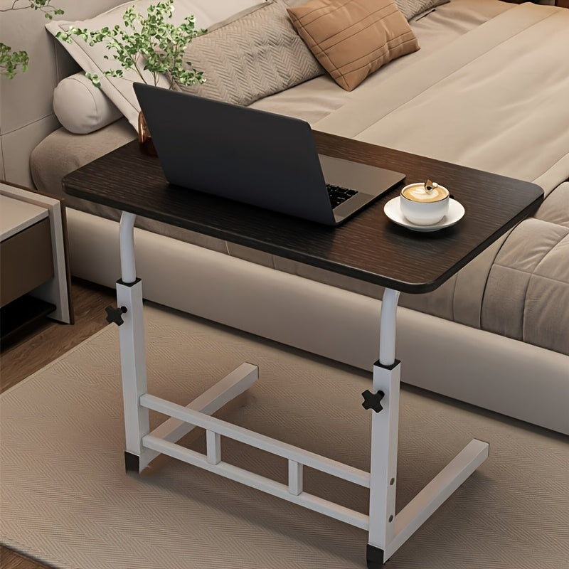 1pc Escritorio de Estilo Retro con Altura Ajustable - Sin Ruedas, Fácil Montaje, Tablero de Madera Suave y Resistente para Dormitorio, Sala de Estar, Oficina, Uso Interior, Muebles Modernos para Dormitorio, Marco Metálico