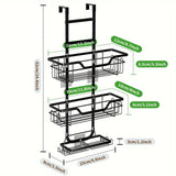 1 Pieza, Estante De Ducha De 3 Niveles Para Colgar Sobre La Puerta, Organizador De Baño Colgante De Hierro Fundido A Prueba De Óxido Con Jabonera, Accesorios De Baño Que Ahorran Espacio, Decoración Del Hogar