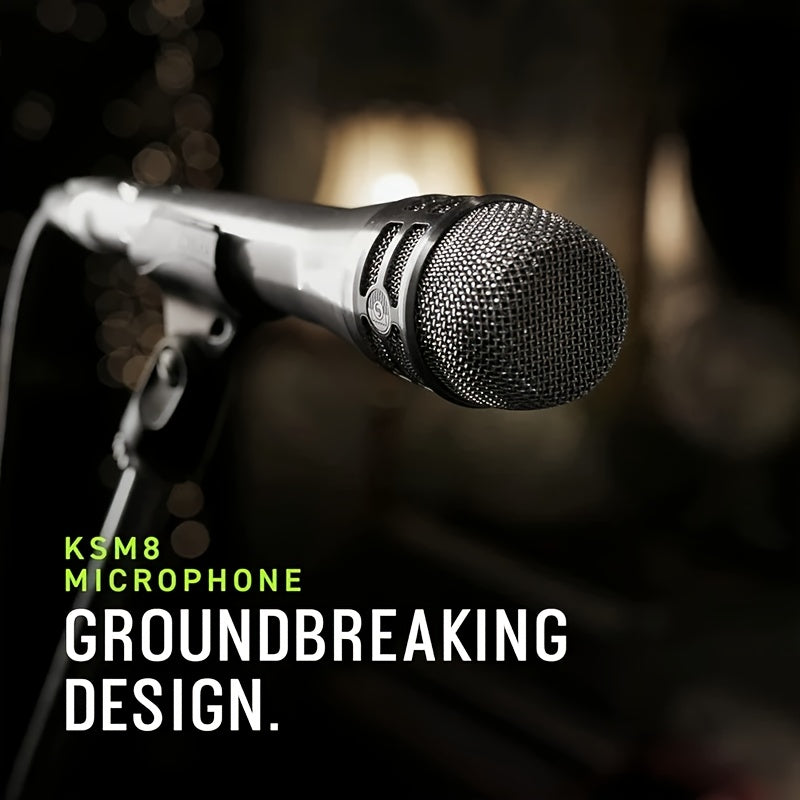 KS-M8 Micrófono dinámico de alta versión de metal plateado, de grado profesional, para canto en escena, vocal, grabación de estudio, actuación, discurso, regalo perfecto para músicos.