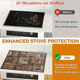 Un solo pieza, 2D plano "Textura de madera geométrica" hecha de goma, diseñada para ser resistente al calor y las rayas, con una superficie antideslizante, ideal para proteger cualquier cocina, lavadora, secadora y encimera de vidrio.