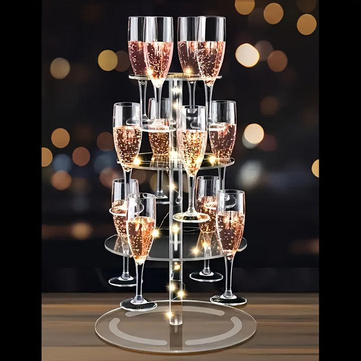 Soporte de champán de acrílico moderno y lujoso, con capacidad para martinis y margaritas, soporte de copas de cóctel, estante de bebidas escalonado multifuncional, adecuado para bodas, bares y reuniones de fiesta.