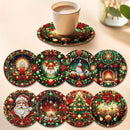 8 piezas Conjunto de posavasos de madera festivos de Navidad - Resistente al calor, lavable a mano, para bebidas, café, oficina, cocina, decoración de mesa, regalo de vacaciones, diámetro de 9,98 cm