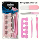 Juego de 5 piezas de herramientas de manicura, lima exfoliante, separador de dedos y juego de protector de uñas