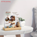 Decoración Acrílica 2D de Jesús Derramando el Agua de la Vida - Un Regalo Espiritual para Fiestas Cristianas y Hogar u Oficina, Estilo Plano