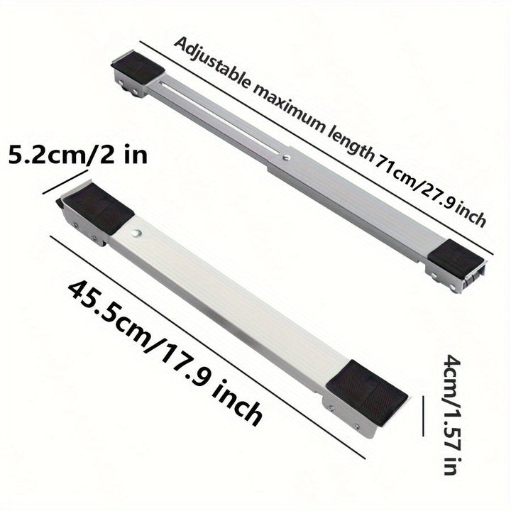 2 Piezas de Soporte Móvil Ajustable para Electrodomésticos con Ruedas, Base Grande para Nevera, Lavadora y Secadora con Frenos y Almohadillas Antideslizantes de Goma, Resistente a Carga, Ideal para Armario o Mesita de Noche